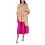 Langes Baumwollkleid in Orange