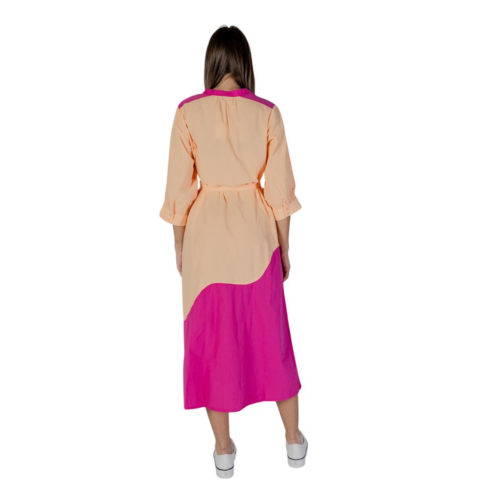Langes Baumwollkleid in Orange