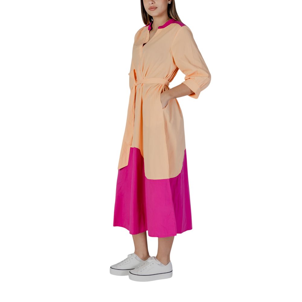 Langes Baumwollkleid in Orange