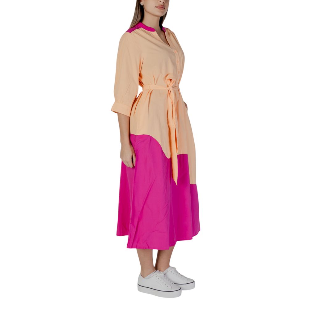 Langes Baumwollkleid in Orange