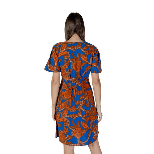 Blaues Midi-Viskosekleid