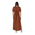 Braunes langes Leinenkleid