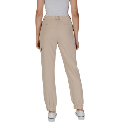 Beige Polyester-Cargohose