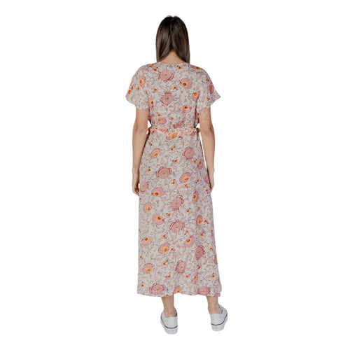 Mehrfarbiges langes Baumwollkleid
