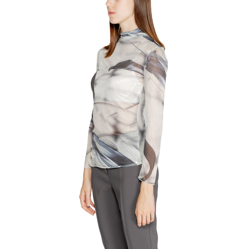 Graues Langarm-T-Shirt aus Polyester