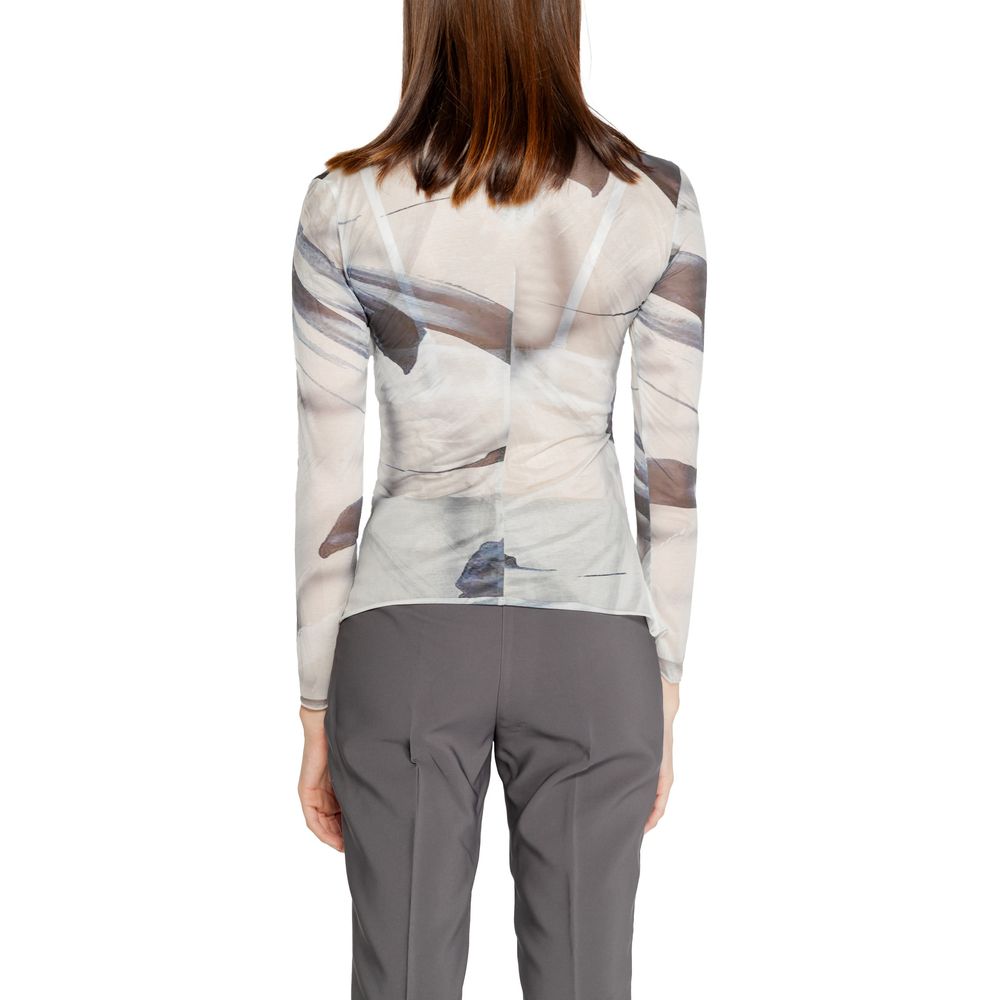 Graues Langarm-T-Shirt aus Polyester