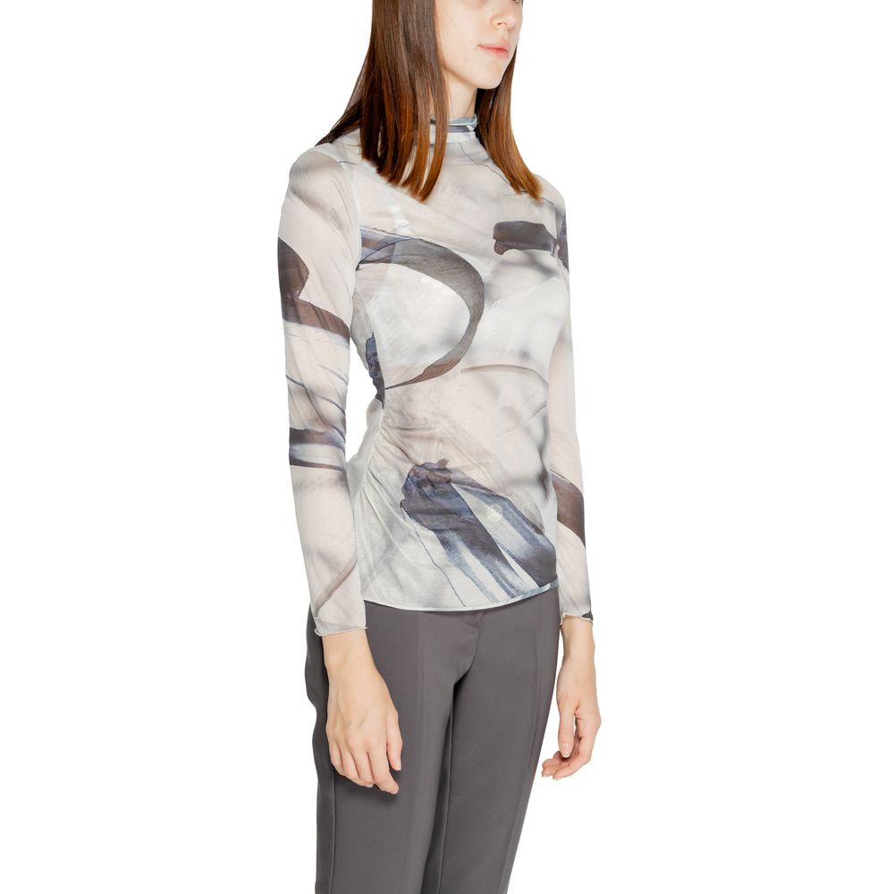 Graues Langarm-T-Shirt aus Polyester