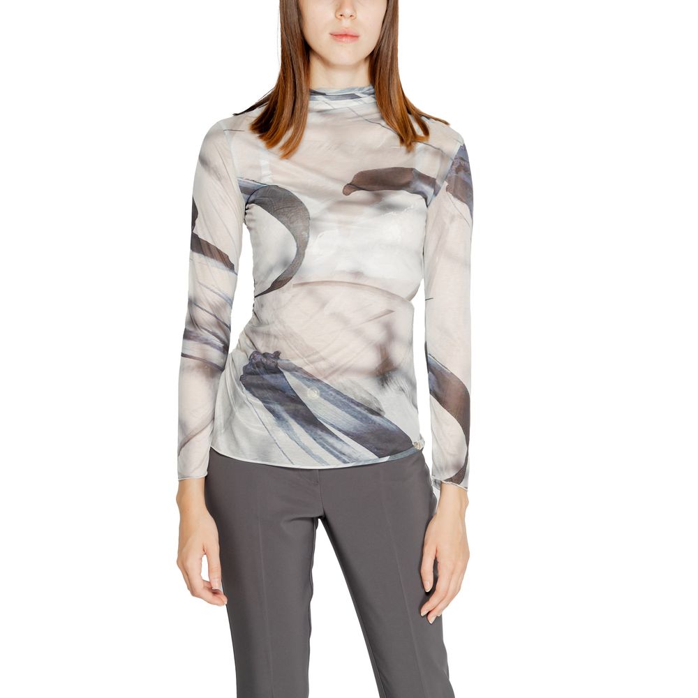 Graues Langarm-T-Shirt aus Polyester
