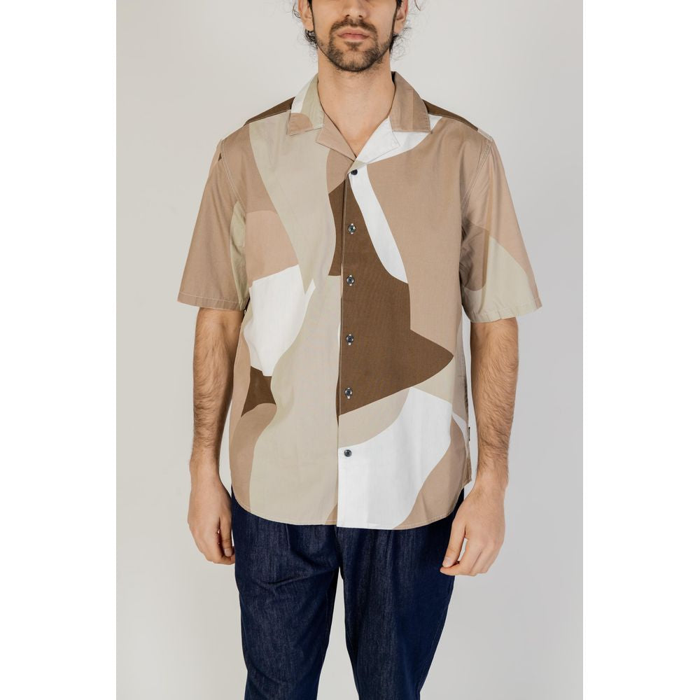 Brown Cotton Kurzarmhemd