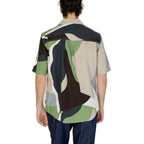 Zweifarbige kurzärmlige Hemd aus Baumwolle