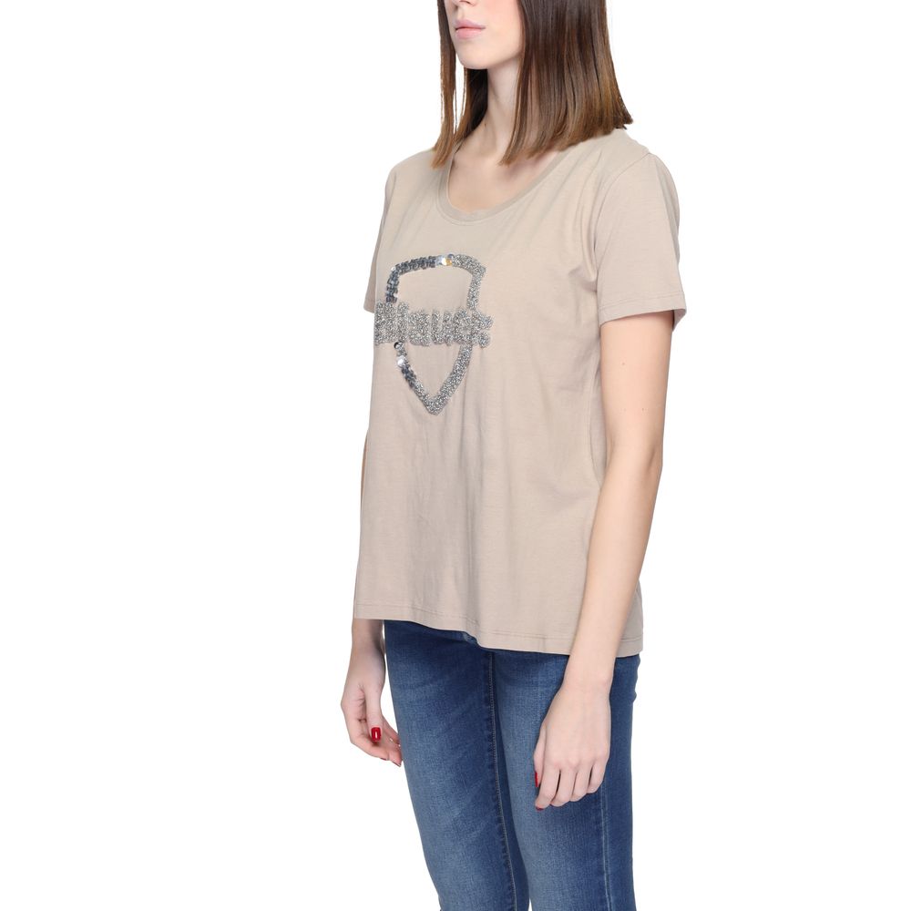 Beiges Baumwoll-T-Shirt