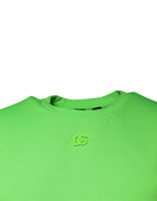T-shirt with Green Logo, Round Neck, and Short Sleeves