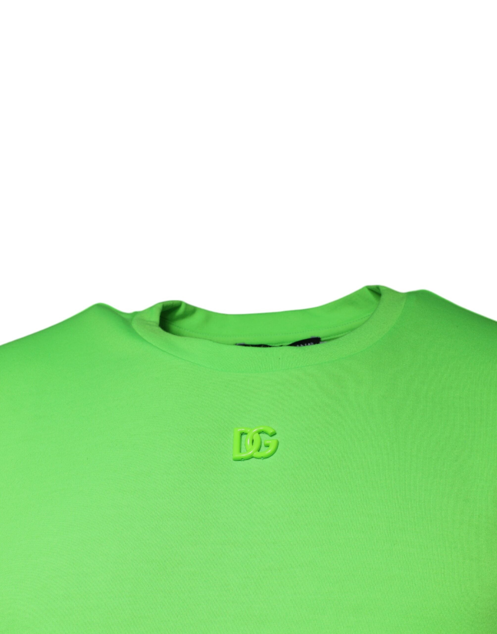 T-shirt with Green Logo, Round Neck, and Short Sleeves