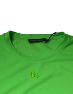 T-shirt with Green Logo, Round Neck, and Short Sleeves
