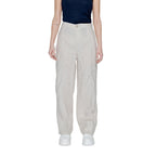 Beige Linen Flared Pants