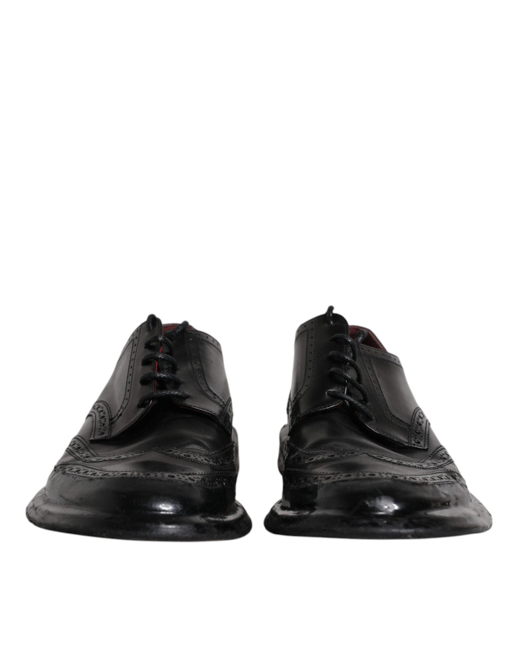 Schwarze Derby Wingtip Lackschuhe