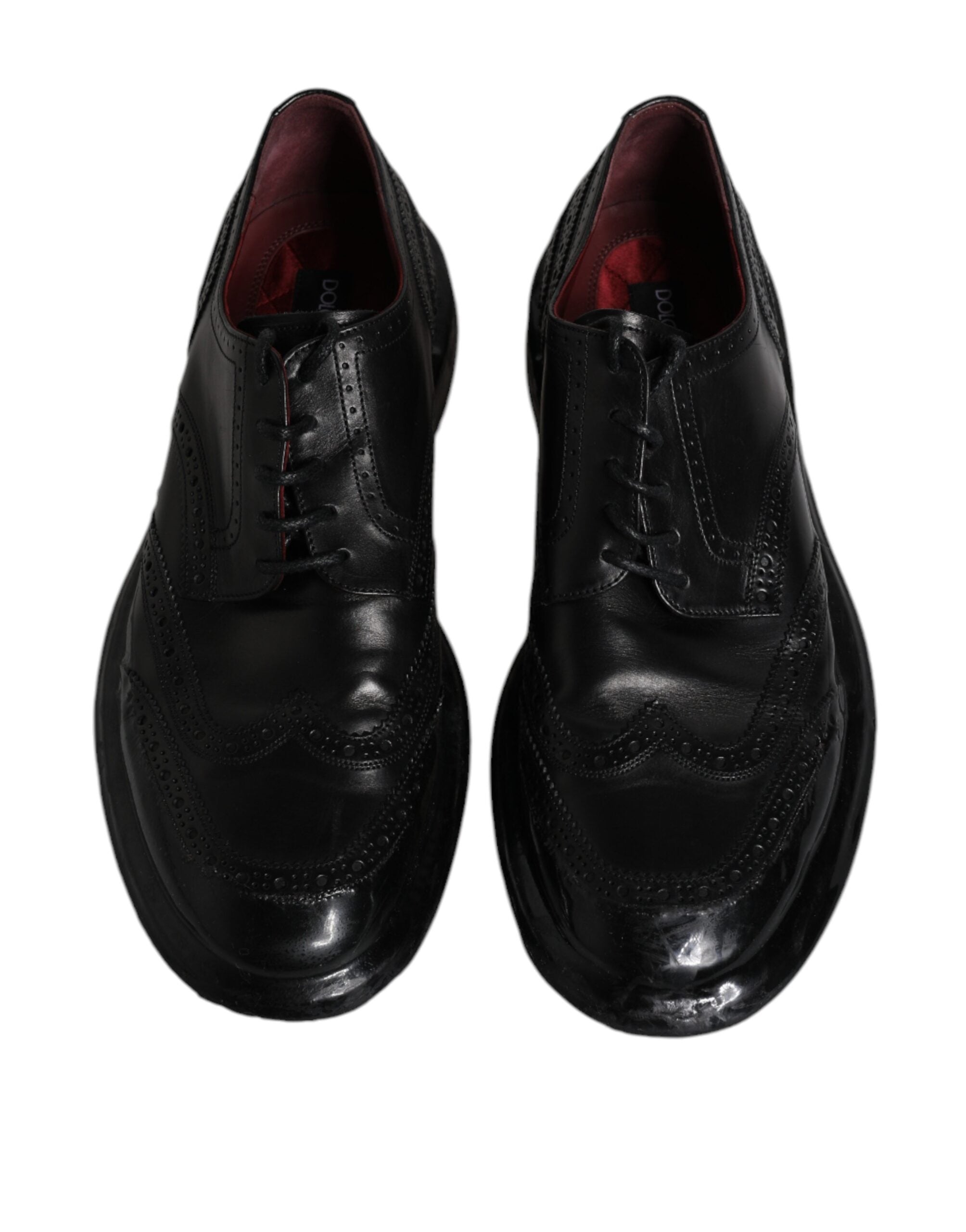 Schwarze Derby Wingtip Lackschuhe