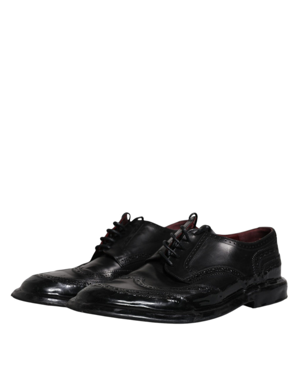 Schwarze Derby Wingtip Lackschuhe
