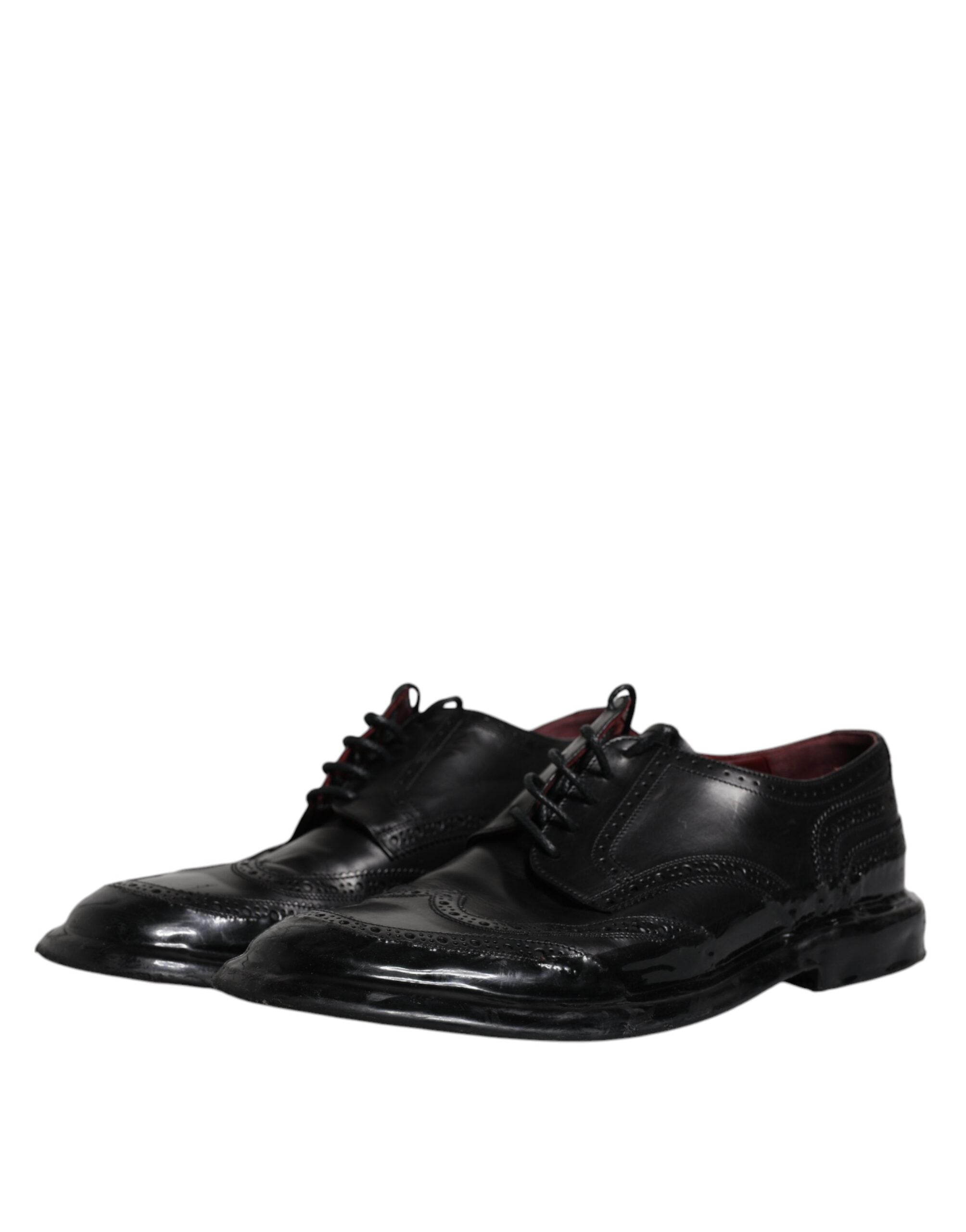 Schwarze Derby Wingtip Lackschuhe