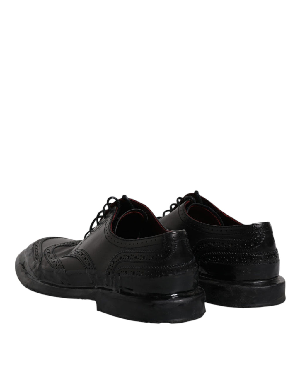 Schwarze Derby Wingtip Lackschuhe