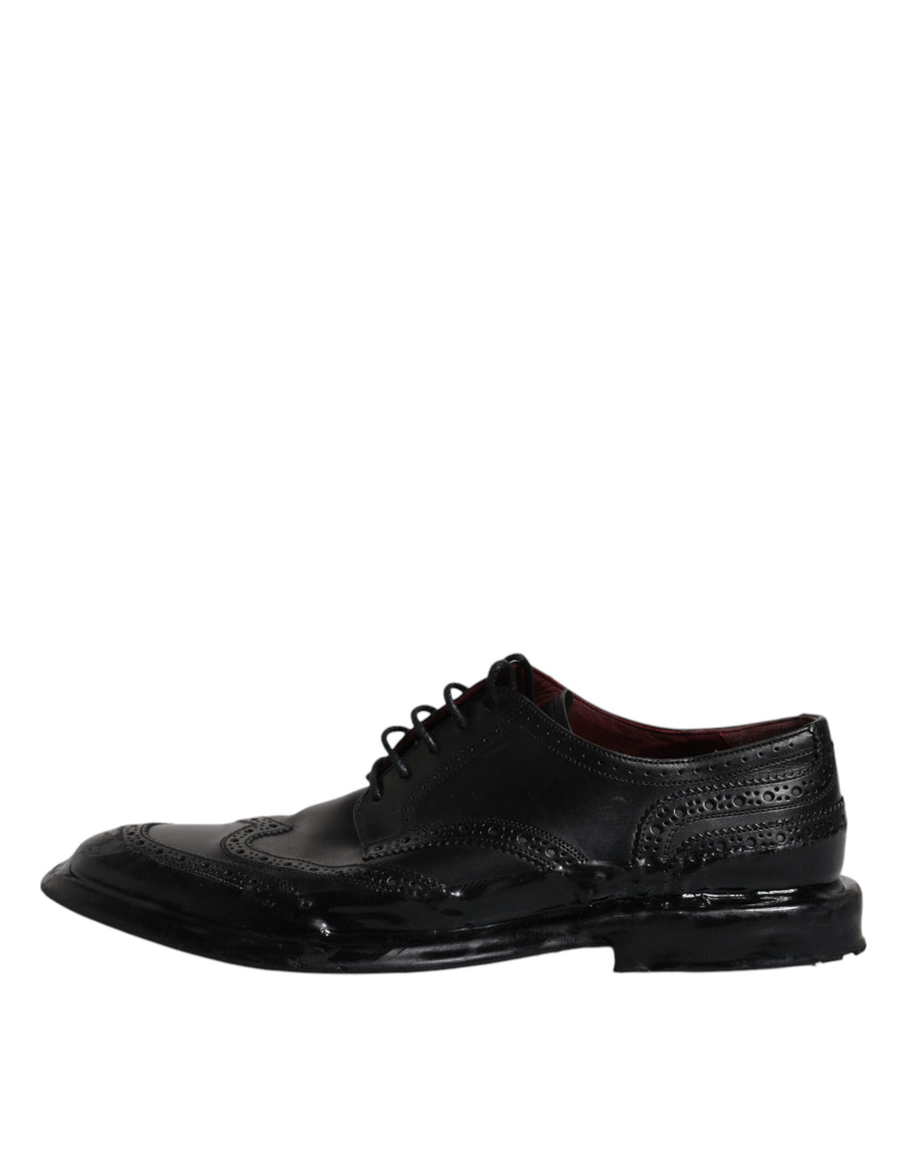 Schwarze Derby Wingtip Lackschuhe
