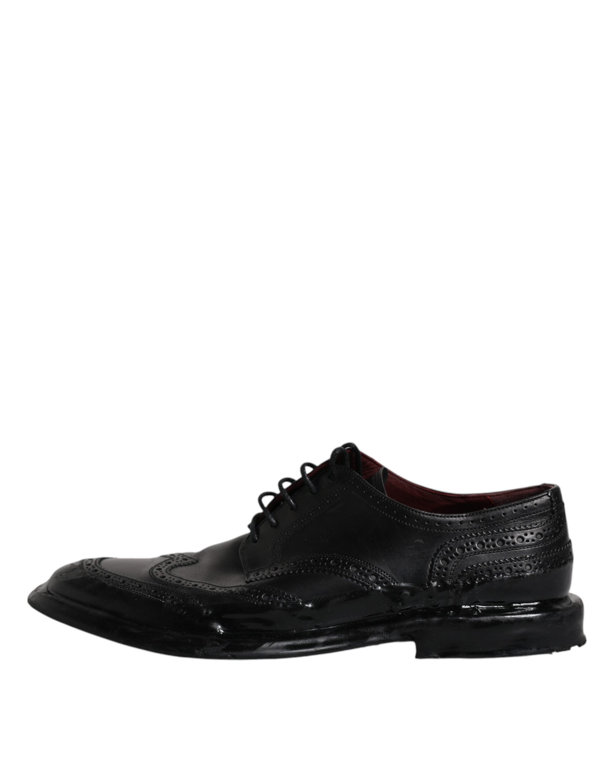 Schwarze Derby Wingtip Lackschuhe