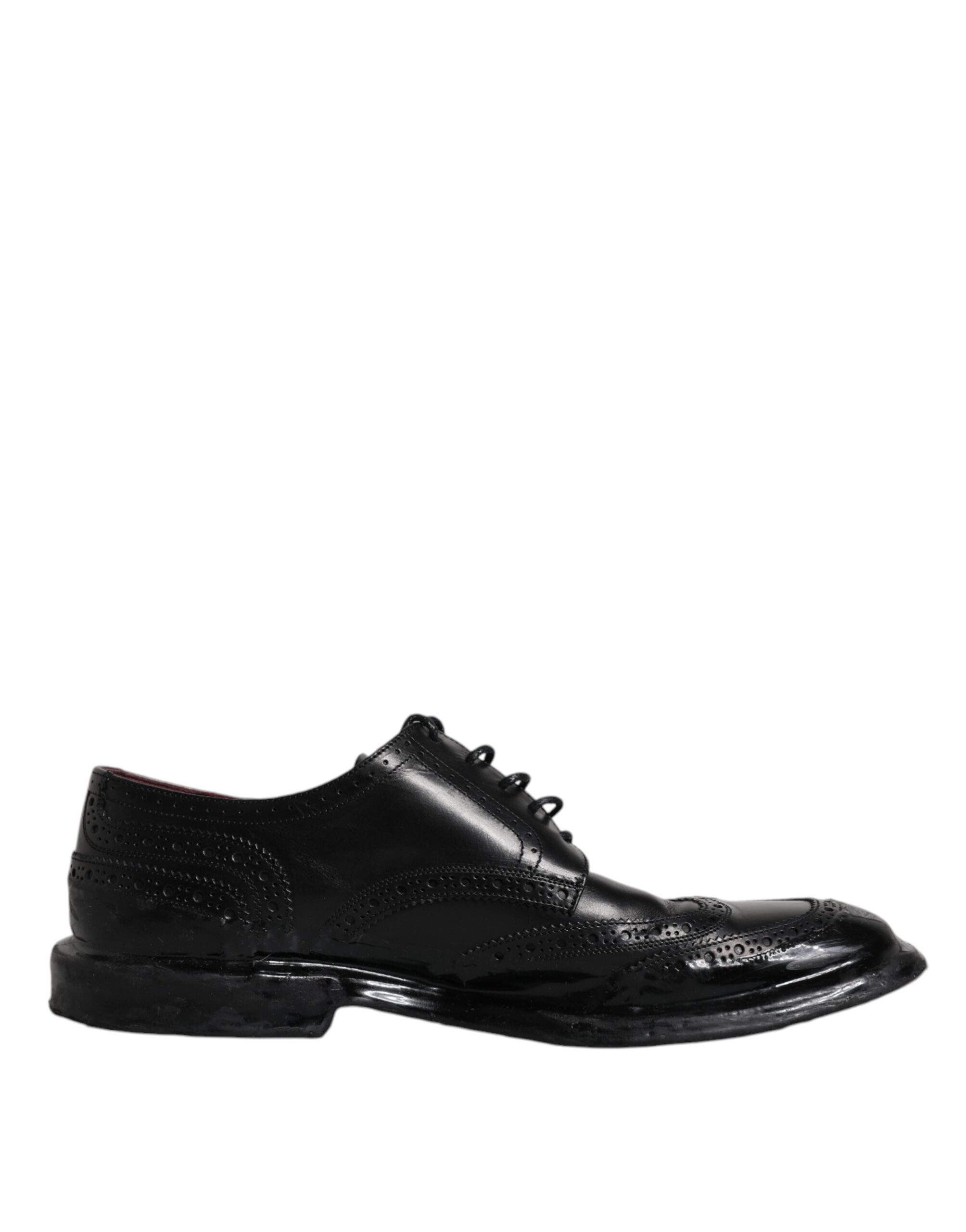 Schwarze Derby Wingtip Lackschuhe