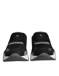 Schwarze Leder-Neopren Chunky Low Top Sneakers Squalo Schuhe