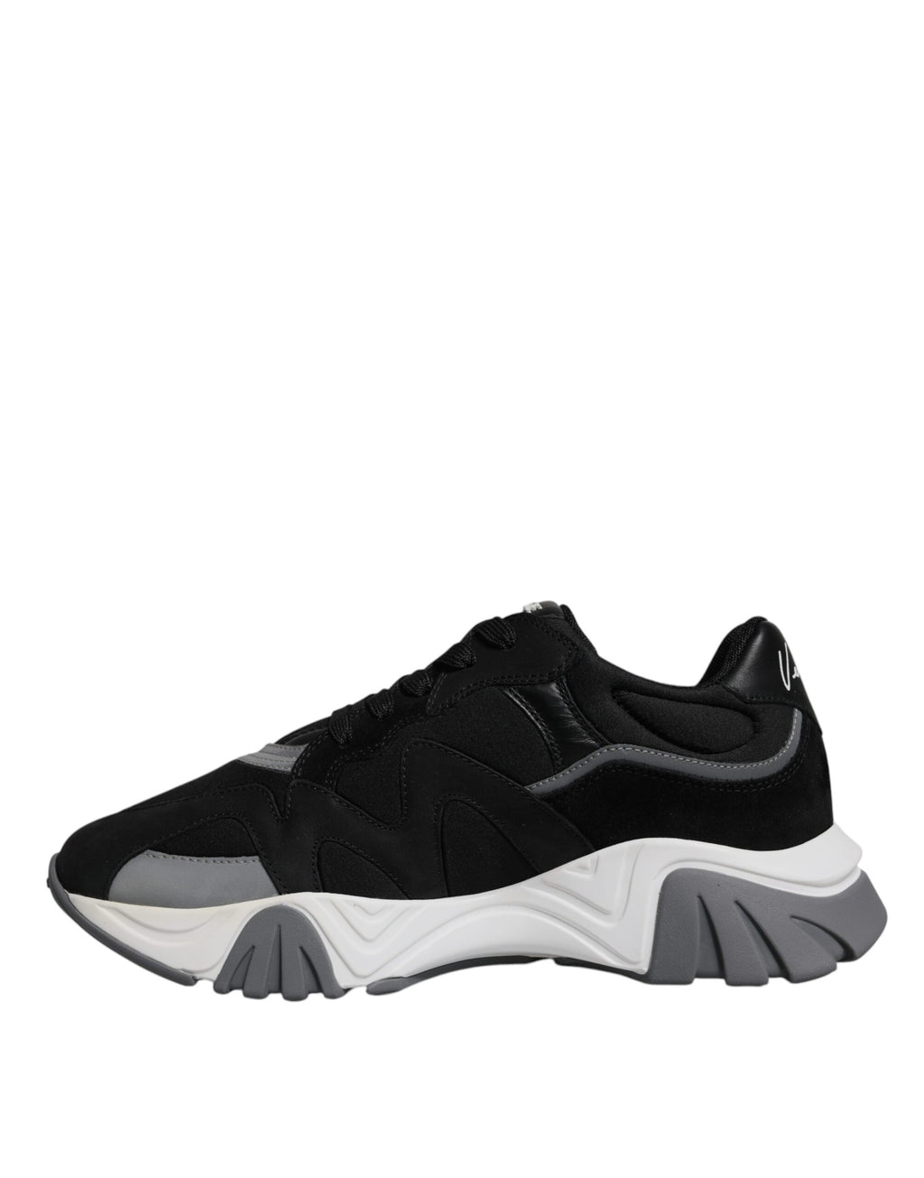 Schwarze Leder-Neopren Chunky Low Top Sneakers Squalo Schuhe