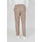 Beige Polyester Casual Pants