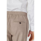 Beige Polyester Casual Pants