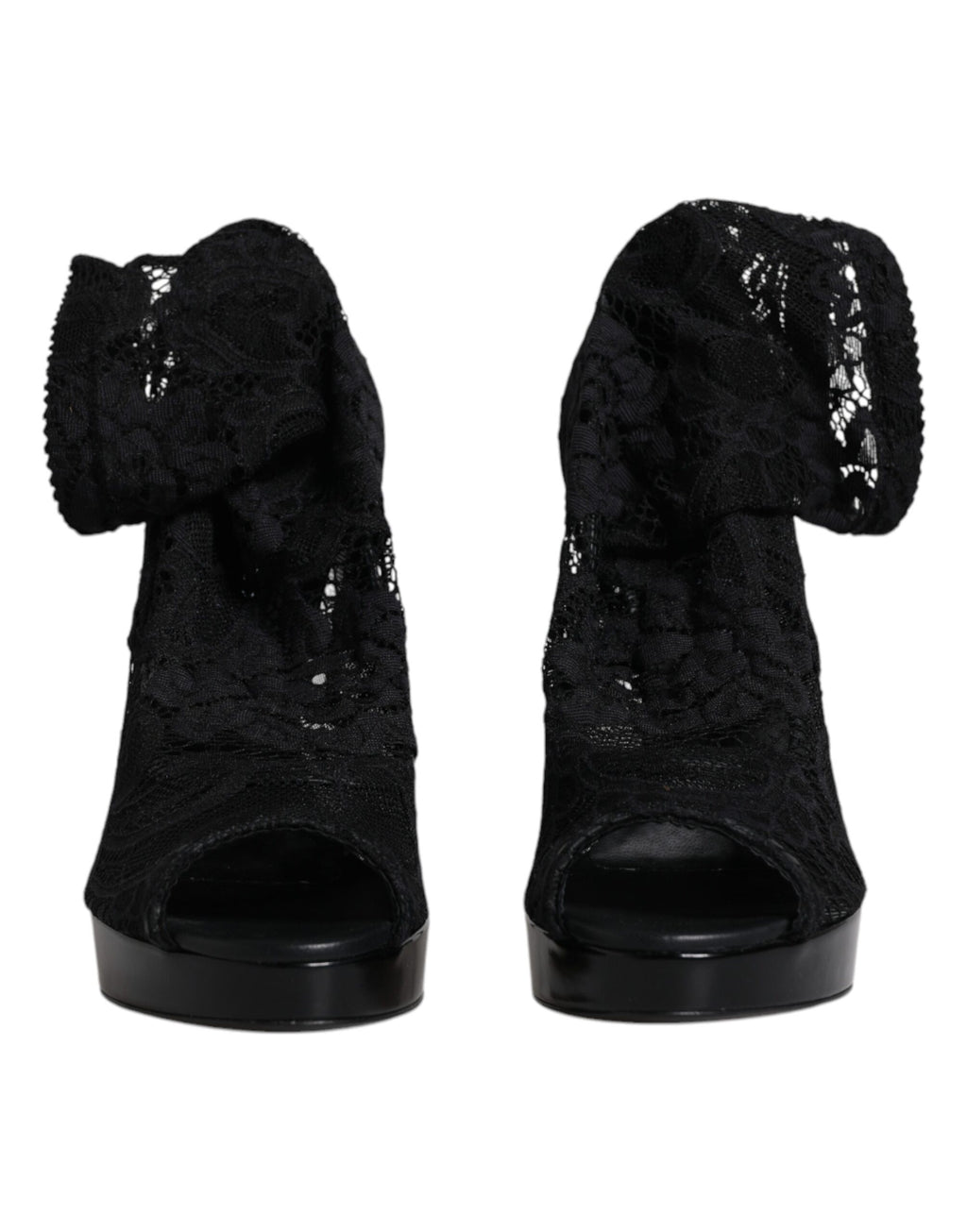 Schwarze Stretch-Stiefel aus Taormina-Spitze
