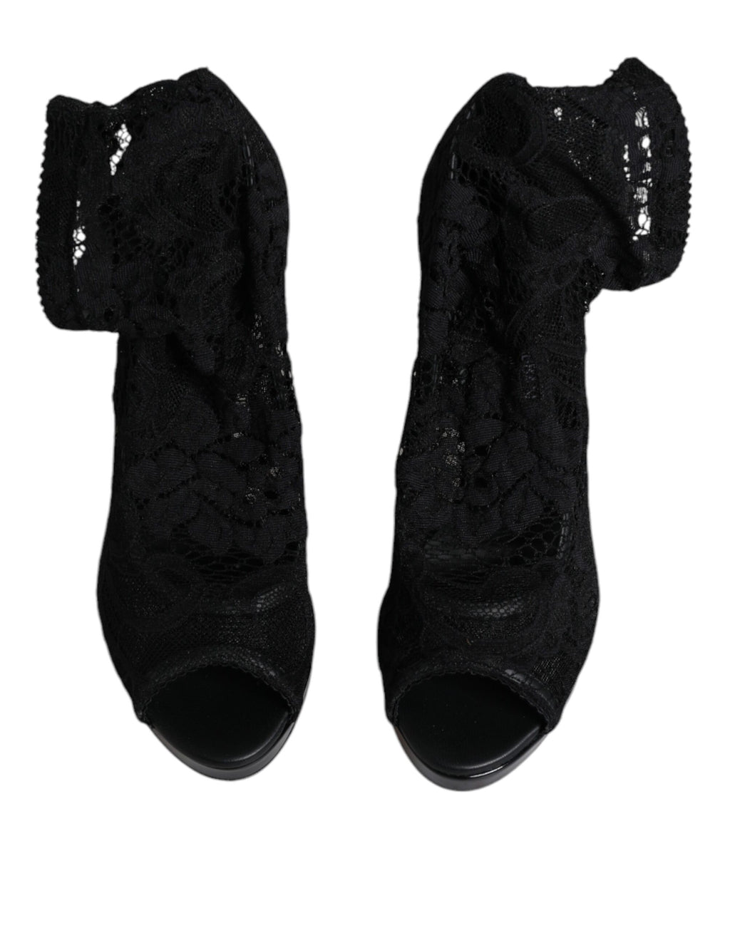 Schwarze Stretch-Stiefel aus Taormina-Spitze