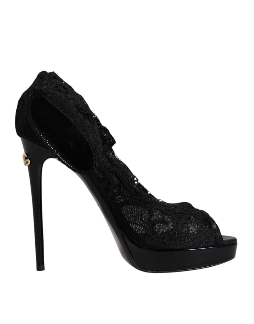 Schwarze Stretch-Stiefel aus Taormina-Spitze