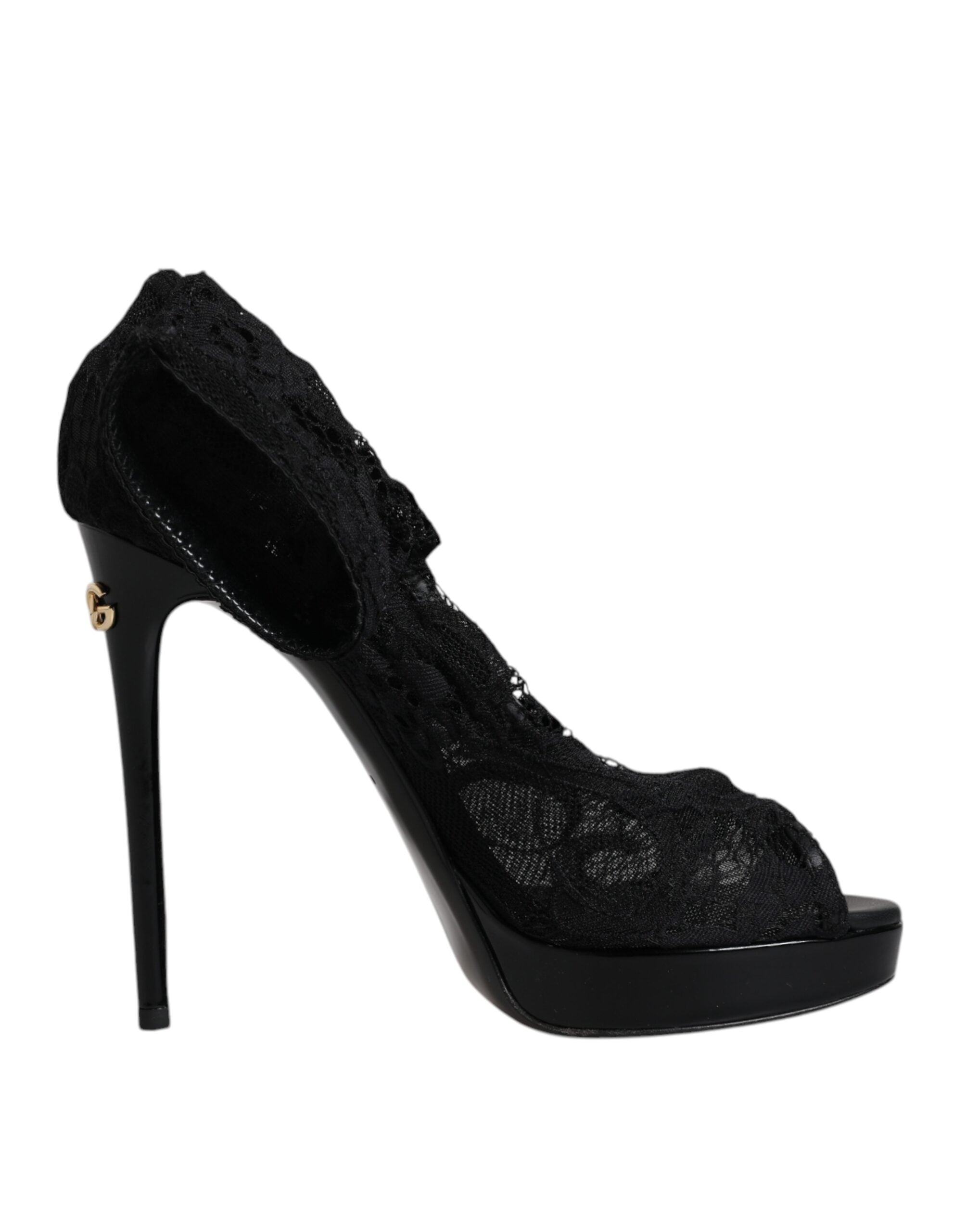 Schwarze Stretch-Stiefel aus Taormina-Spitze