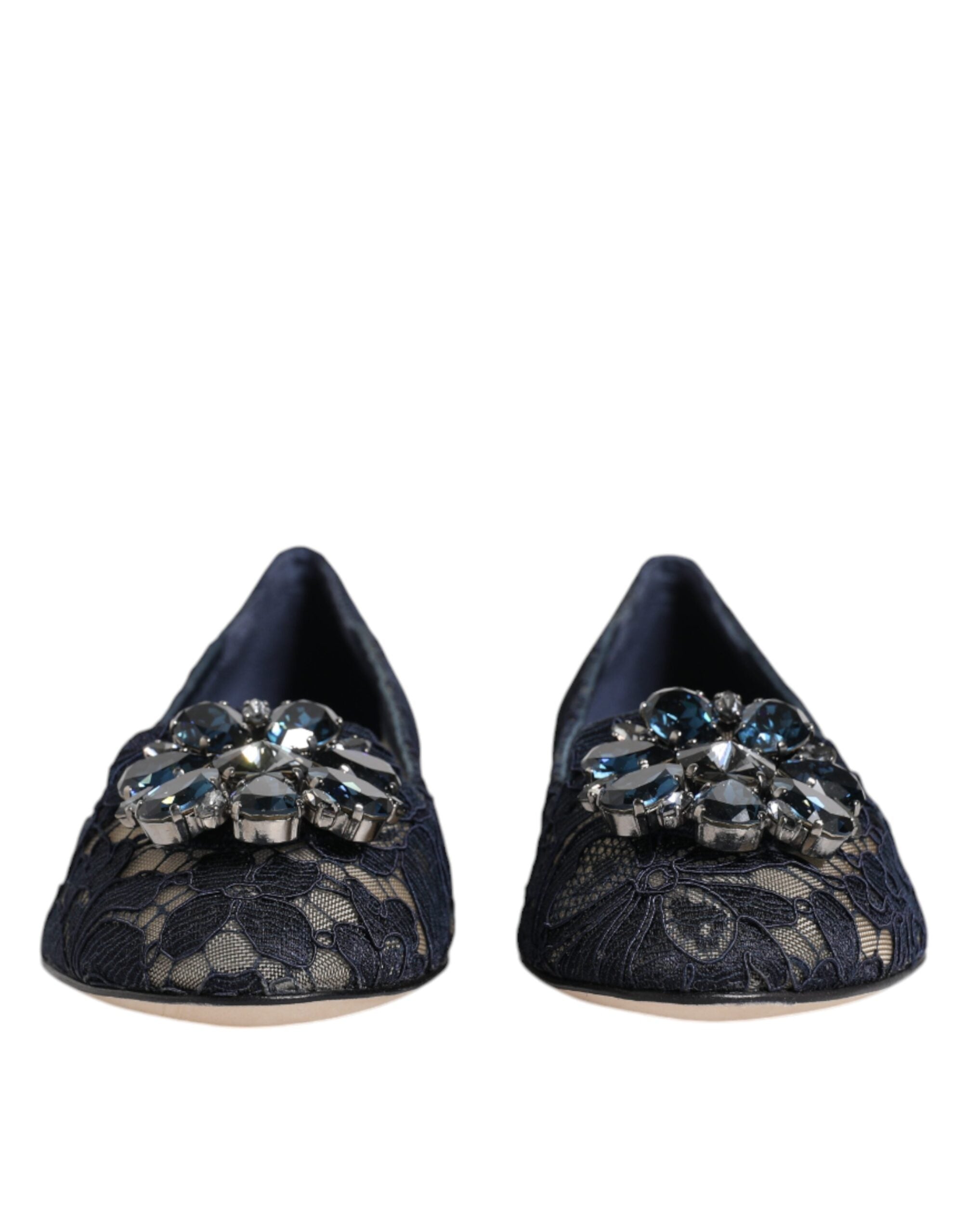 Blaue Taormina Spitze Kristalle Ballerinas