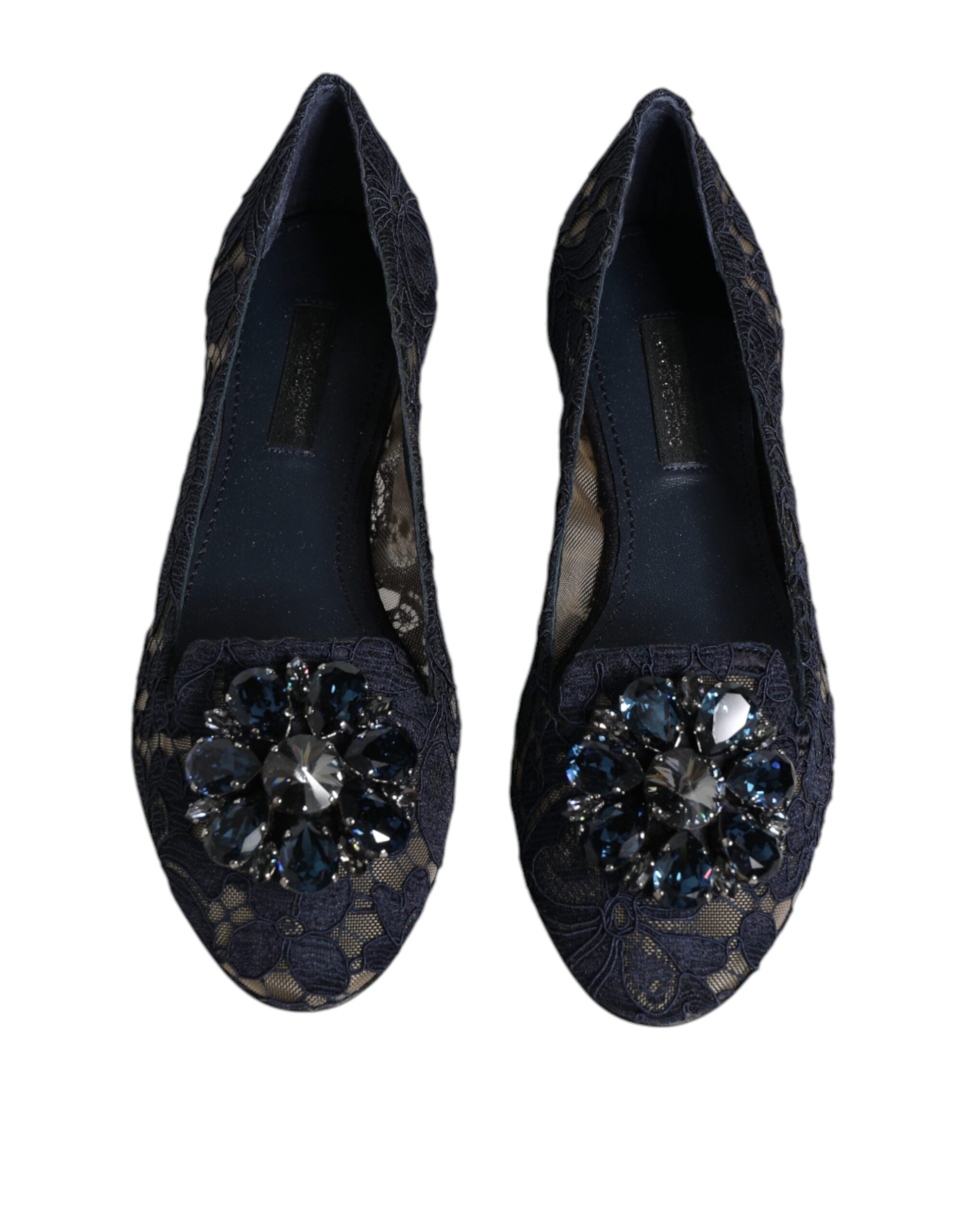 Blaue Taormina Spitze Kristalle Ballerinas
