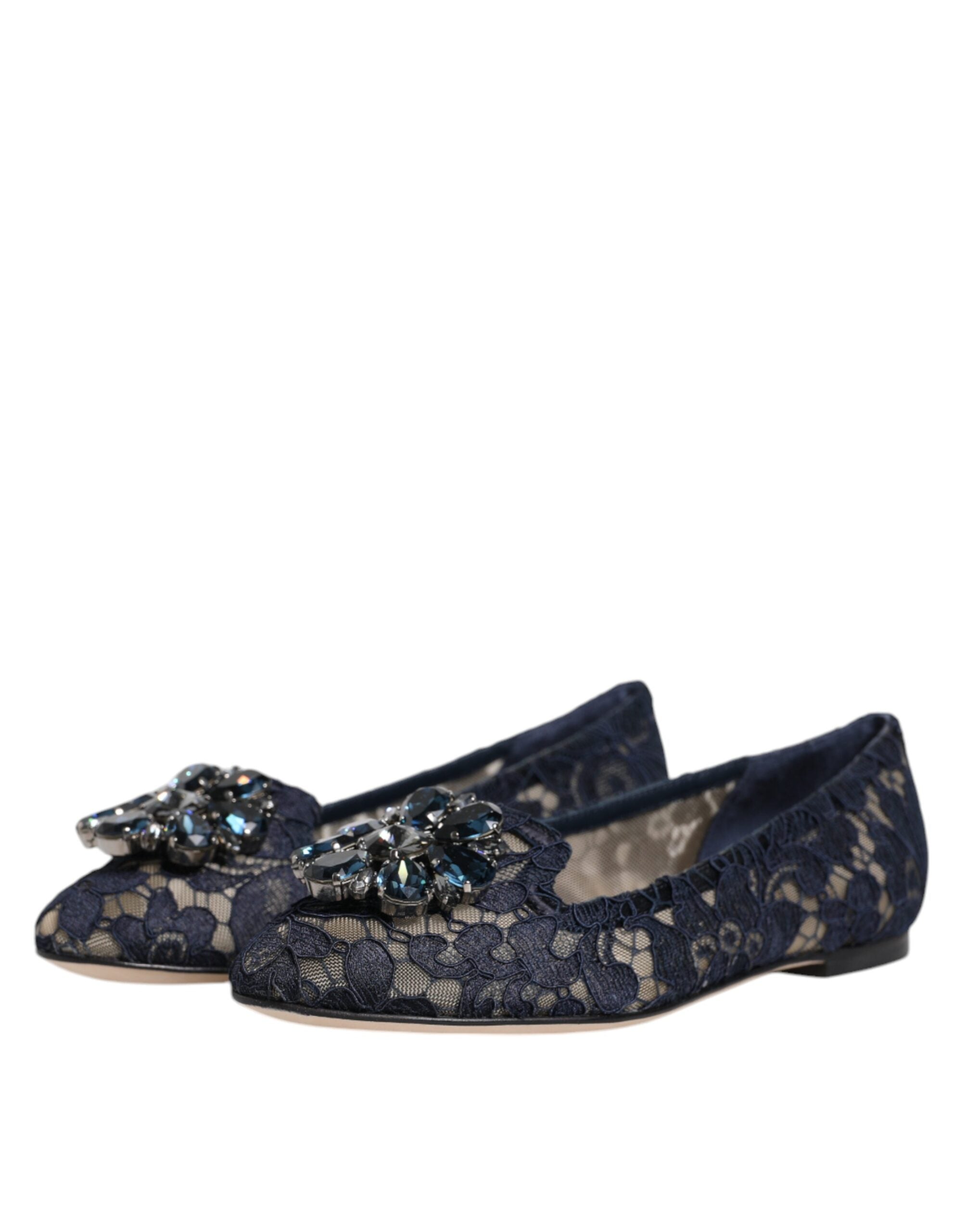 Blaue Taormina Spitze Kristalle Ballerinas