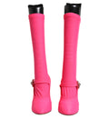 Pinke Nylon Crystal Vally Overkneestiefel