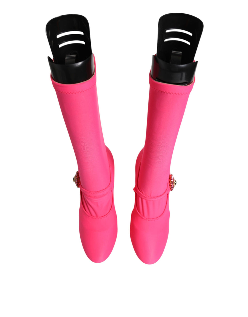 Pinke Nylon Crystal Vally Overkneestiefel