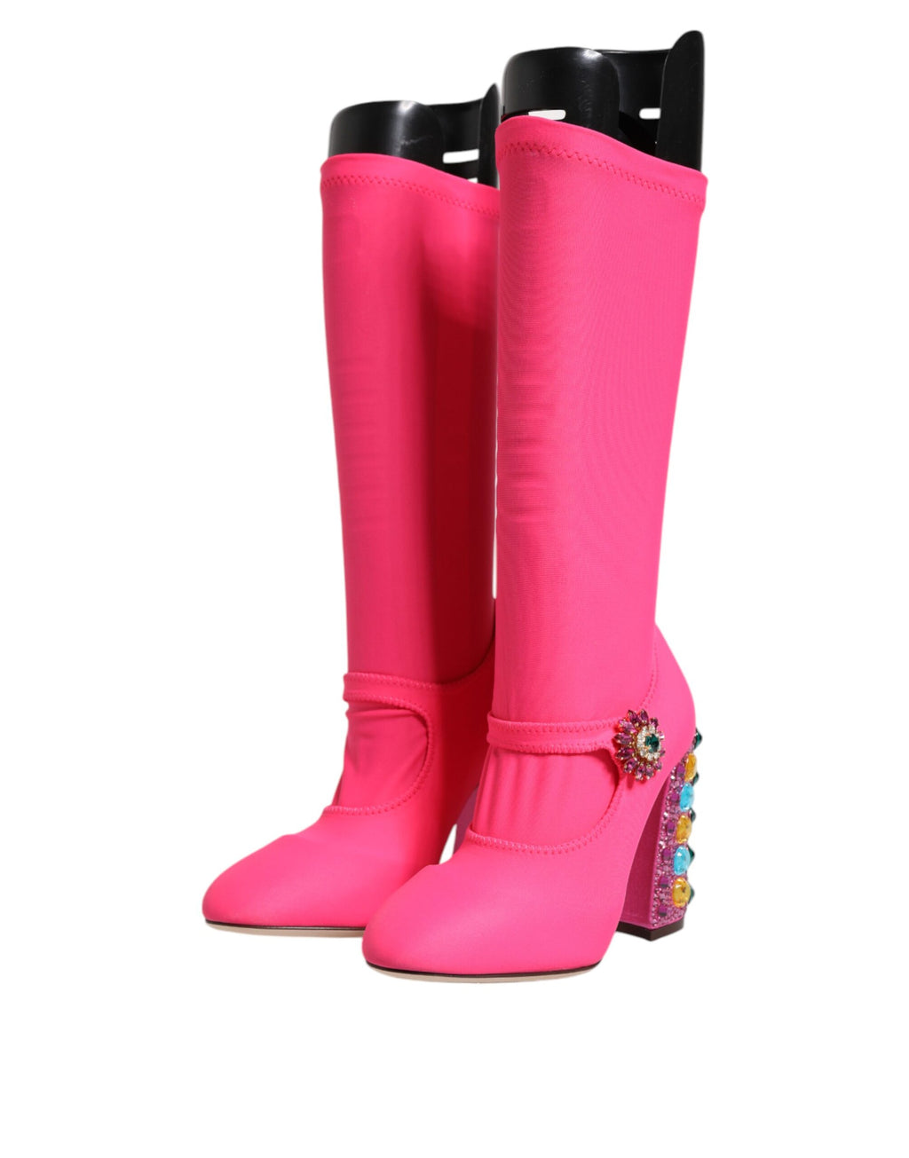 Pinke Nylon Crystal Vally Overkneestiefel