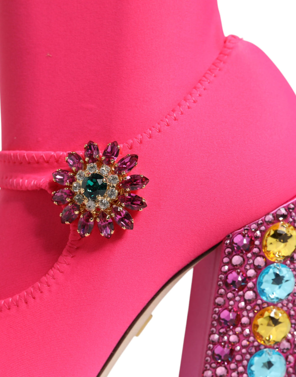 Pinke Nylon Crystal Vally Overkneestiefel
