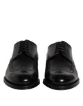 Schwarze Derby Wingtip Lackschuhe