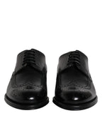 Schwarze Derby Wingtip Lackschuhe