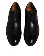 Schwarze Derby Wingtip Lackschuhe