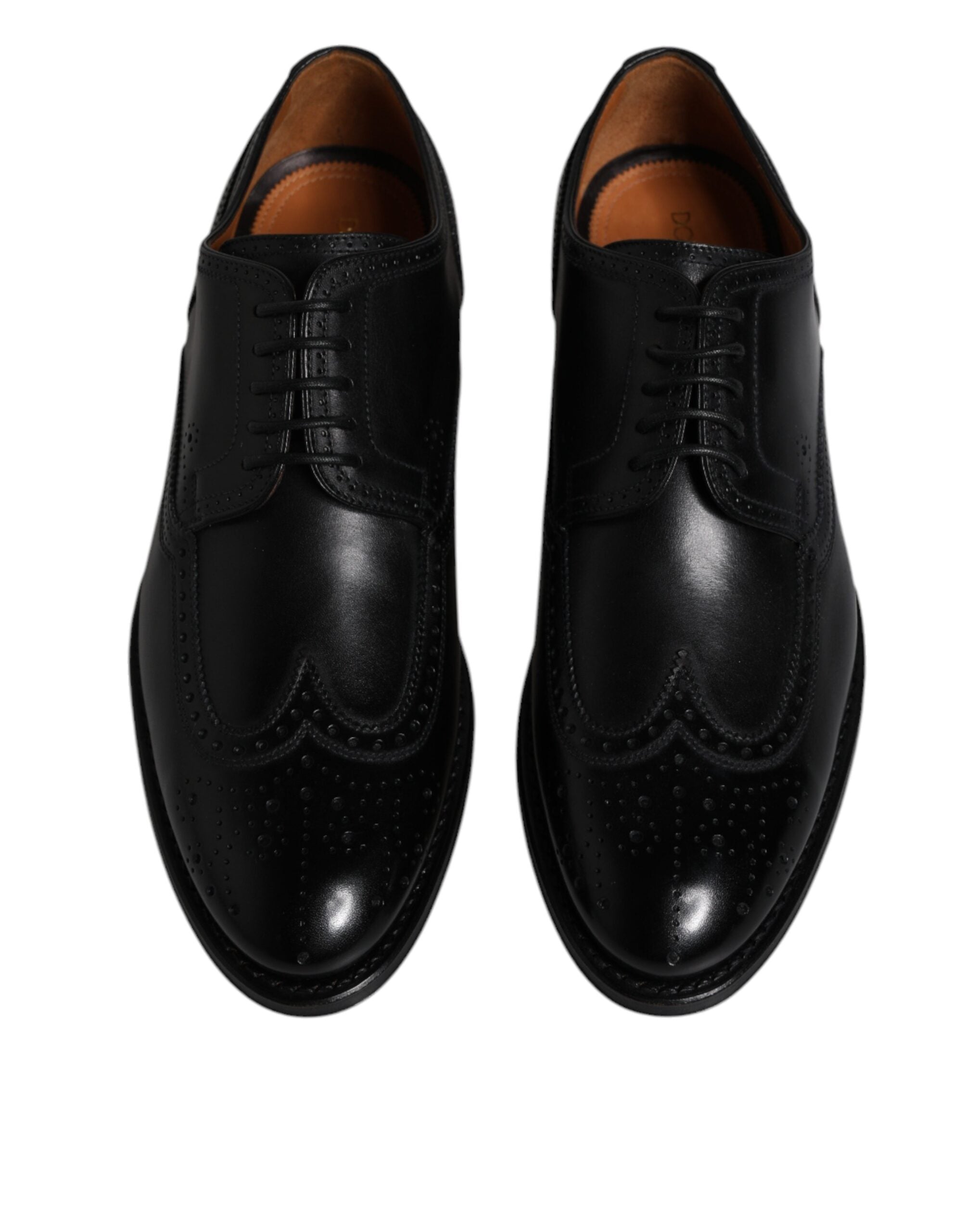 Schwarze Derby Wingtip Lackschuhe