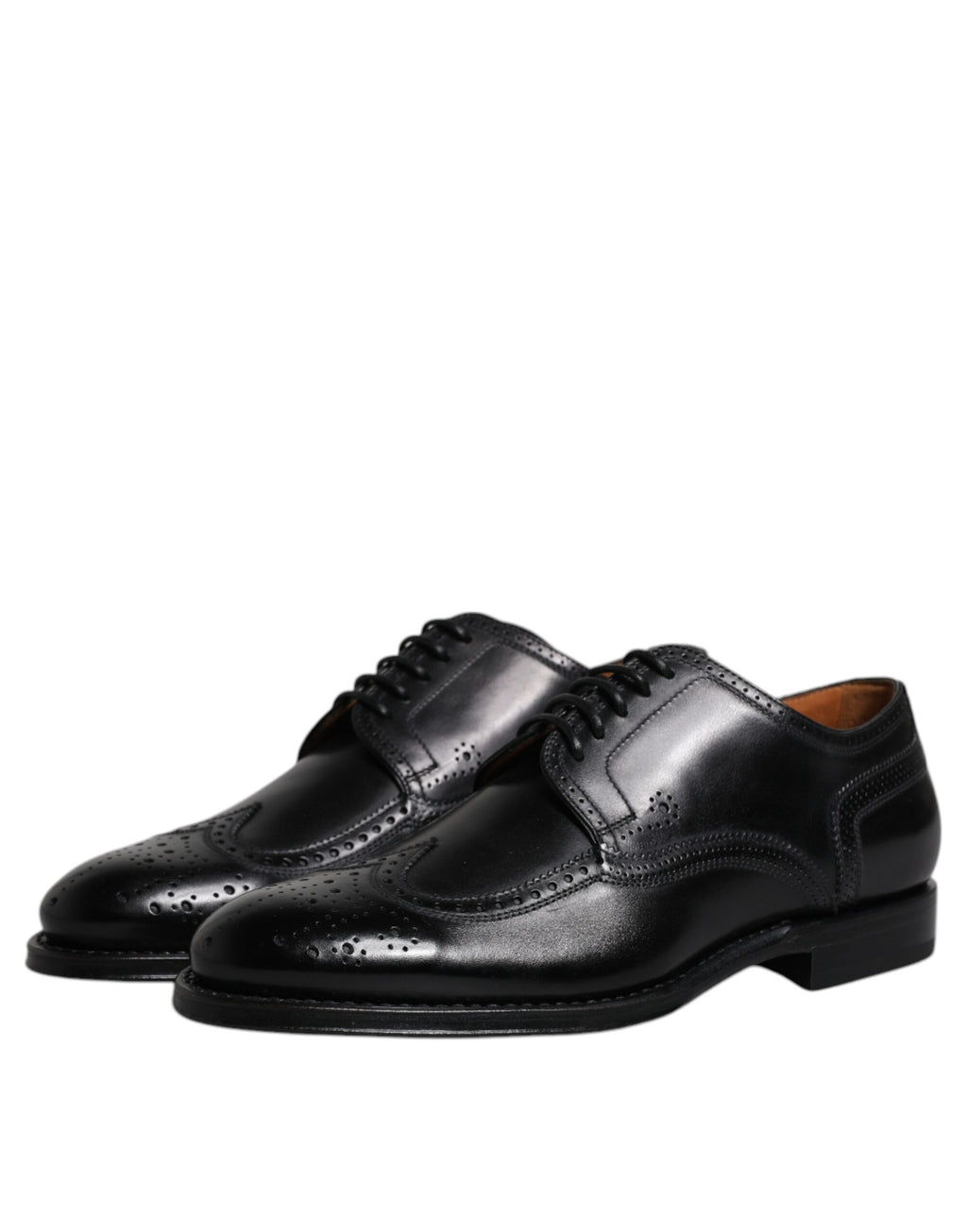 Schwarze Derby Wingtip Lackschuhe