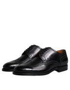 Schwarze Derby Wingtip Lackschuhe