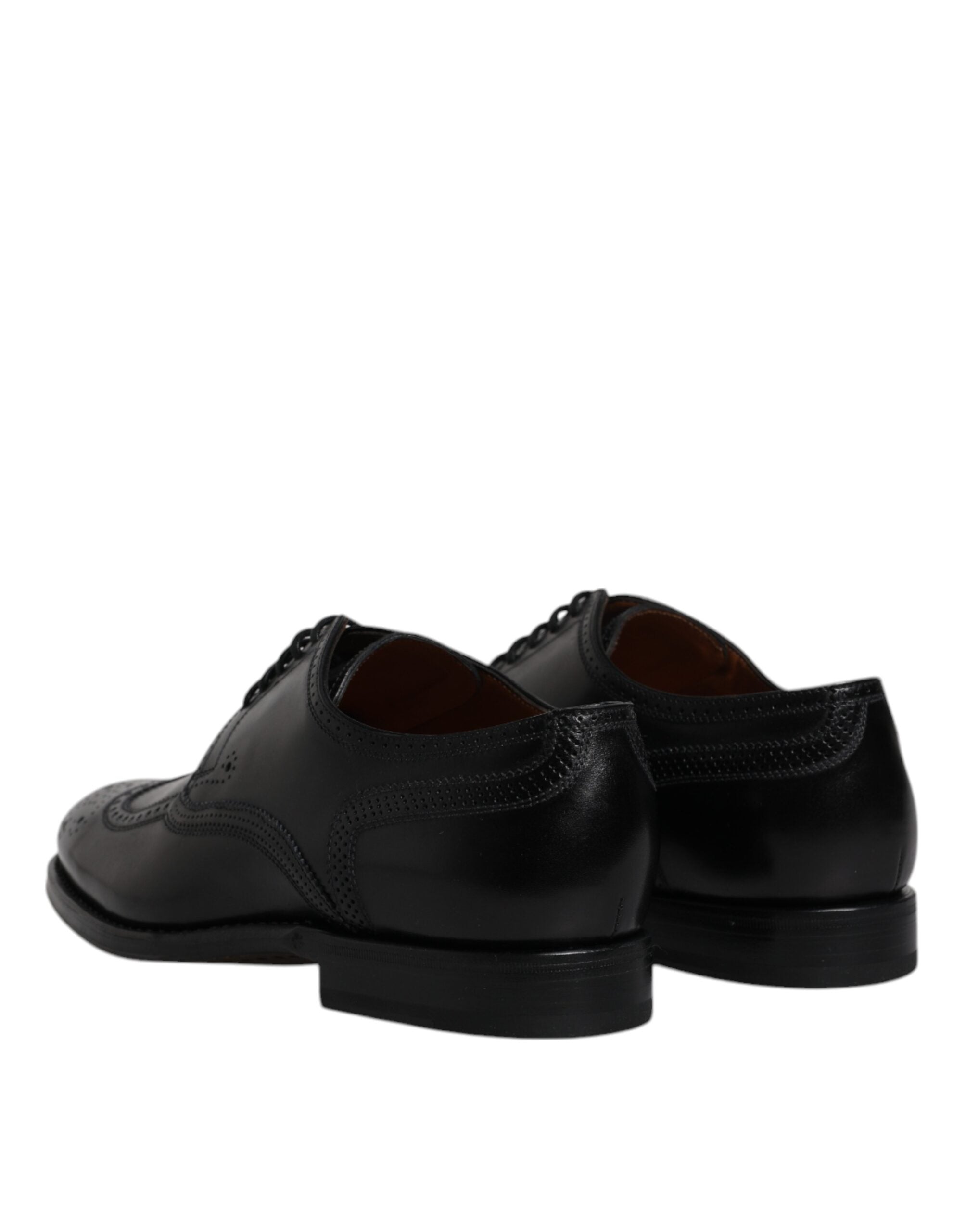 Schwarze Derby Wingtip Lackschuhe