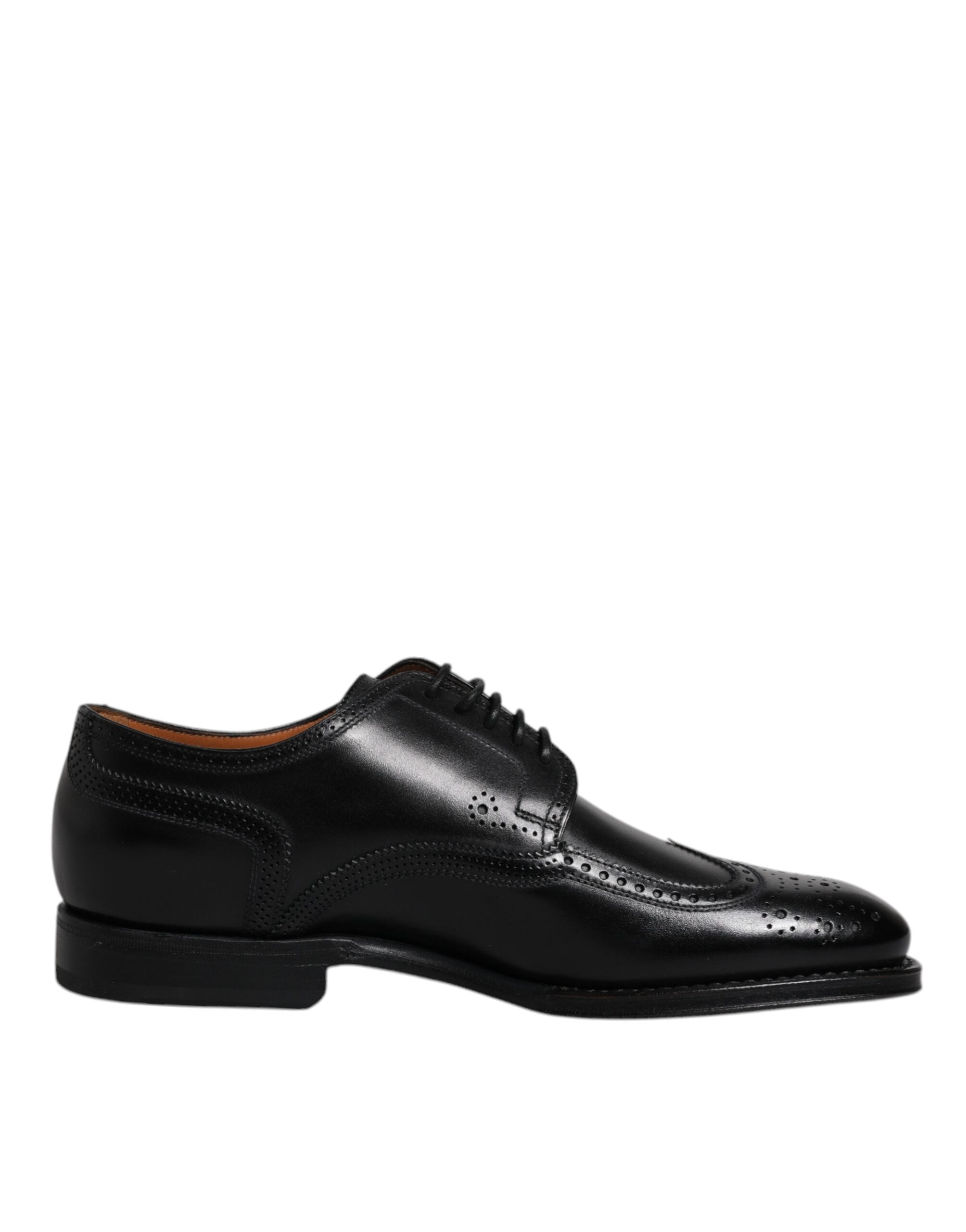 Schwarze Derby Wingtip Lackschuhe
